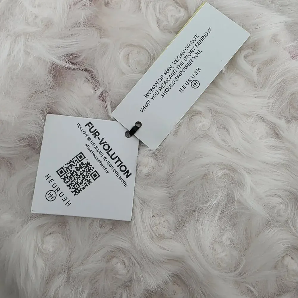 HEURUEH Faux Fur Hybrid Pull Through Scarf Pink Cream Fleece Luxe Winter OS